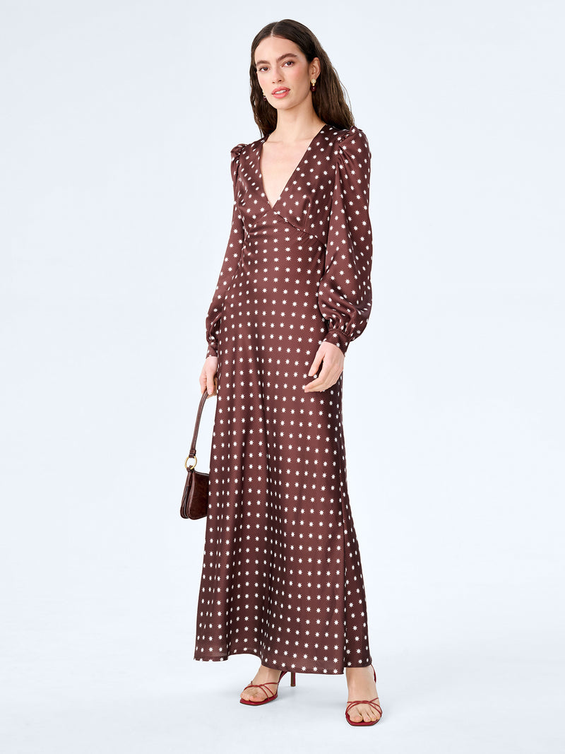 Francoise Dress in Brown Starburst
