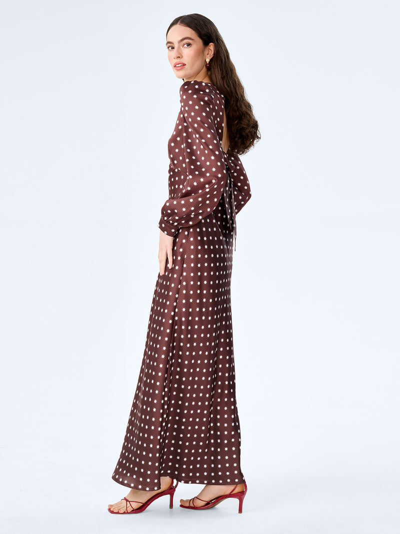 Francoise Dress in Brown Starburst