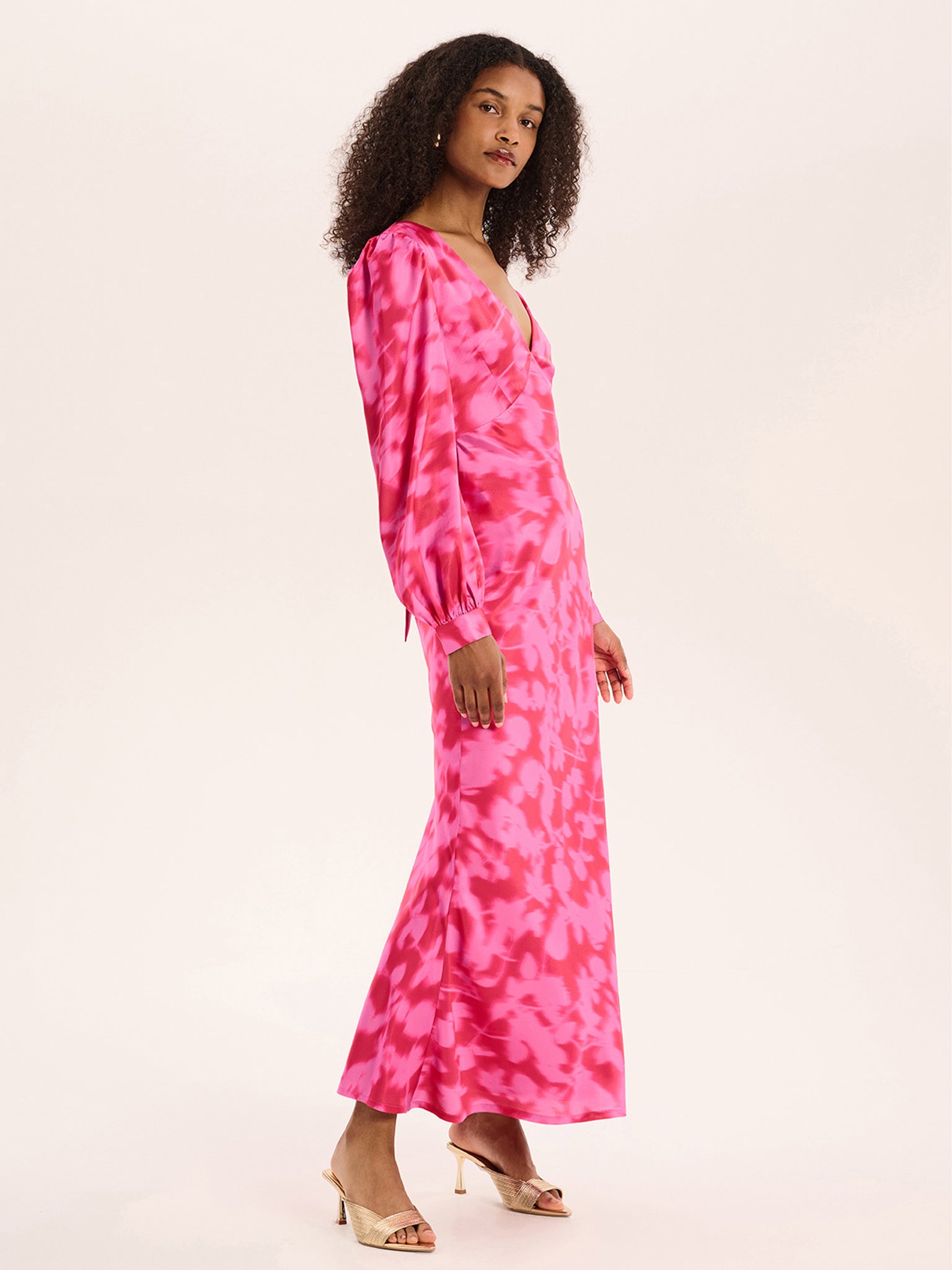 Francoise Dress in Magenta Blurred Floral | OMNES | Dresses