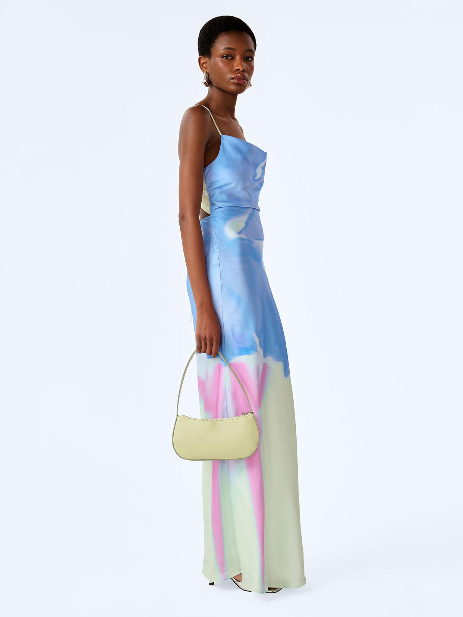 Ginny Dress in Mint Glitched Floral Placement – OMNES