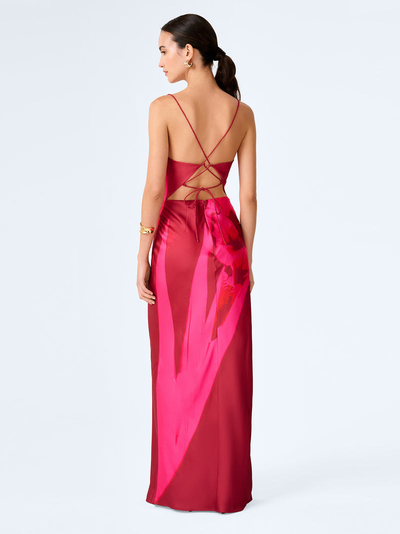 Ginny Dress in Red and Pink Floral Placement