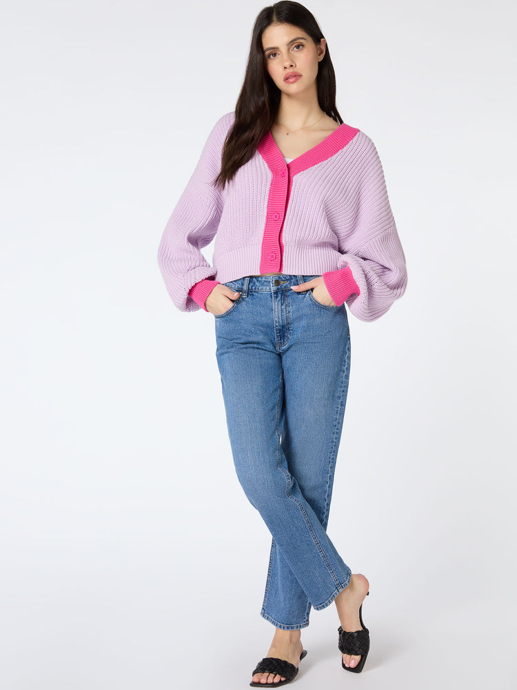 Hopper Oversized Cardigan in Lilac and Pink