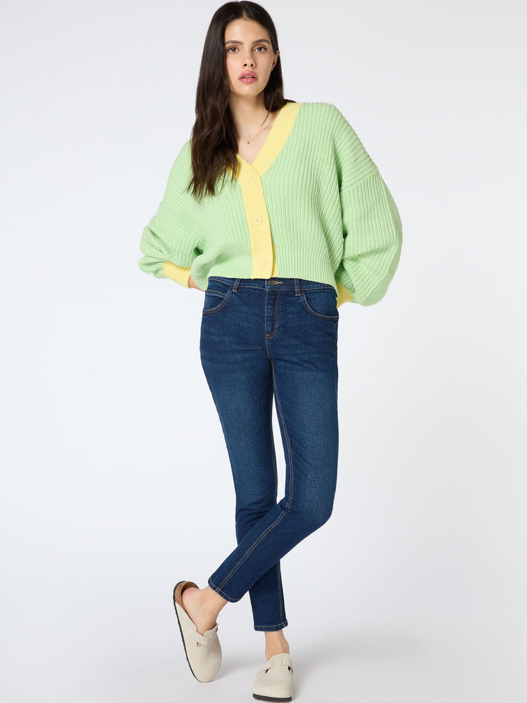 Hopper Oversized Cardigan in Mint and Yellow