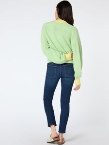 Hopper Oversized Cardigan in Mint and Yellow