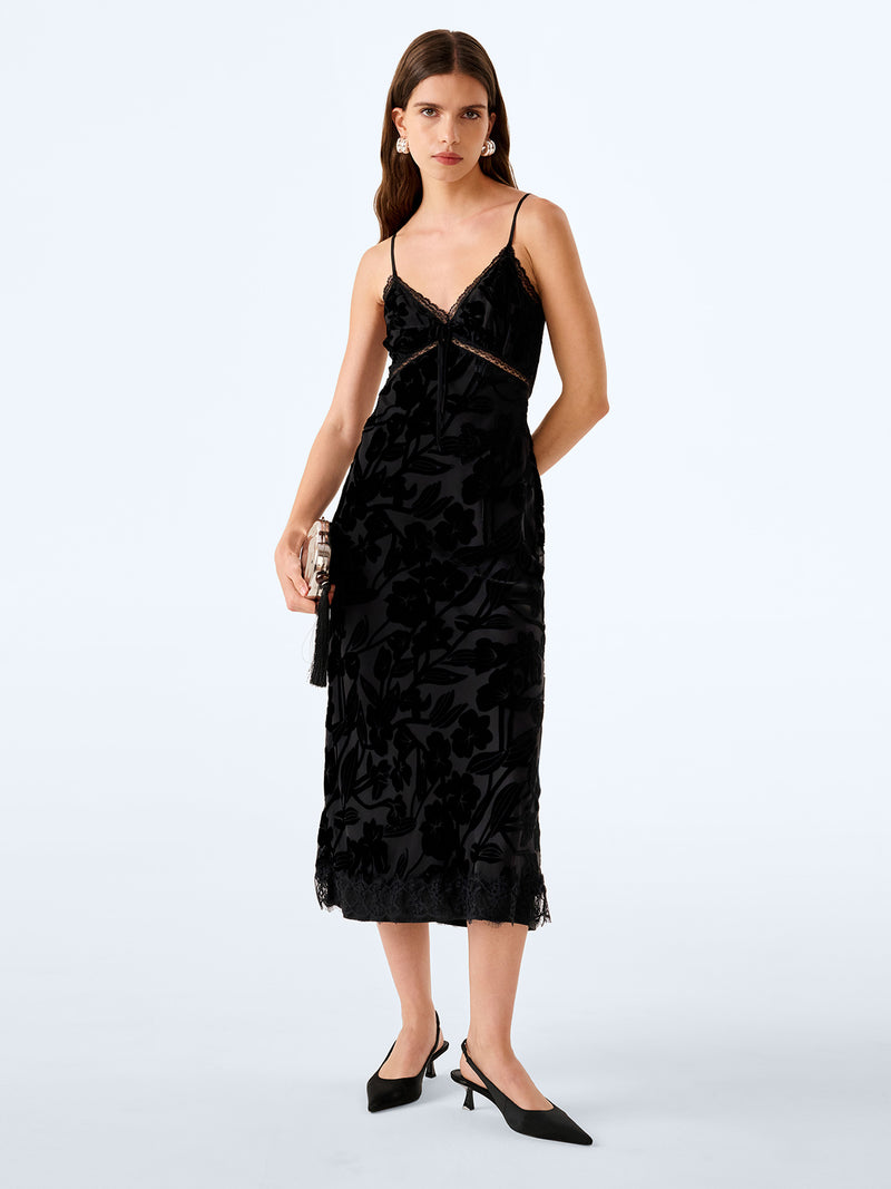 Harper Dress in Black Devore Floral