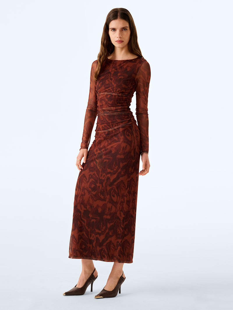 Hollis Dress in Woodgrain Print