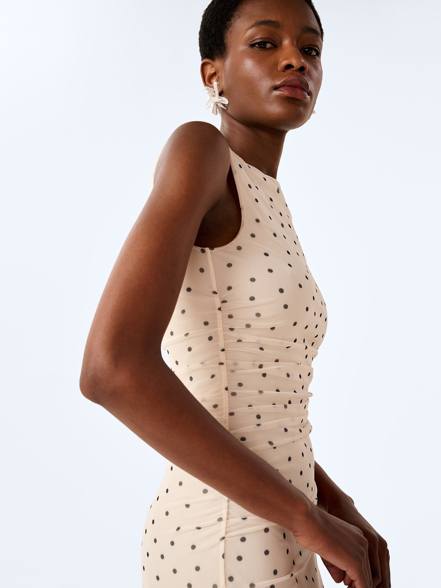 Hollis Sleeveless Dress in White Polka Dot – OMNES