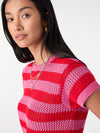 Lexi Striped Crochet Jumper in Pink