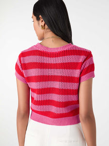 Lexi Striped Crochet Jumper in Pink