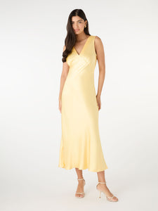 Iris Midi Slip Dress in Yellow