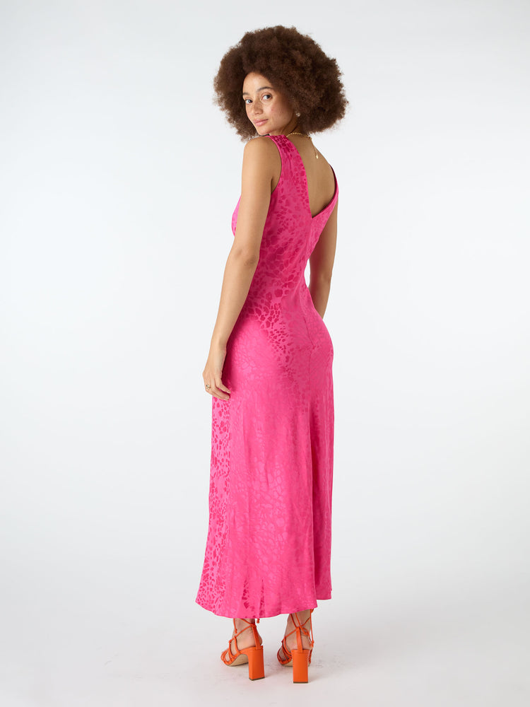Iris Midi Dress in Cerise Pink
