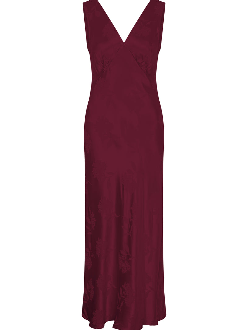 Iris Jacquard Dress in Deep Wine