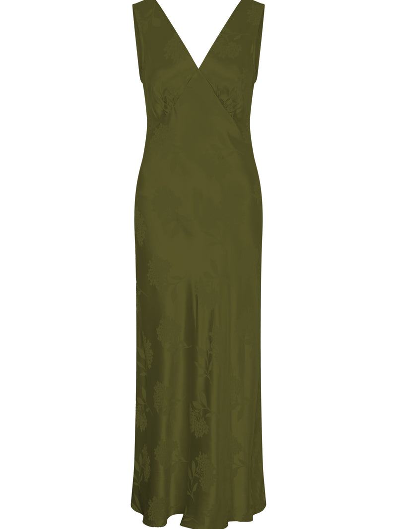 Iris Jacquard Dress in Pear Green
