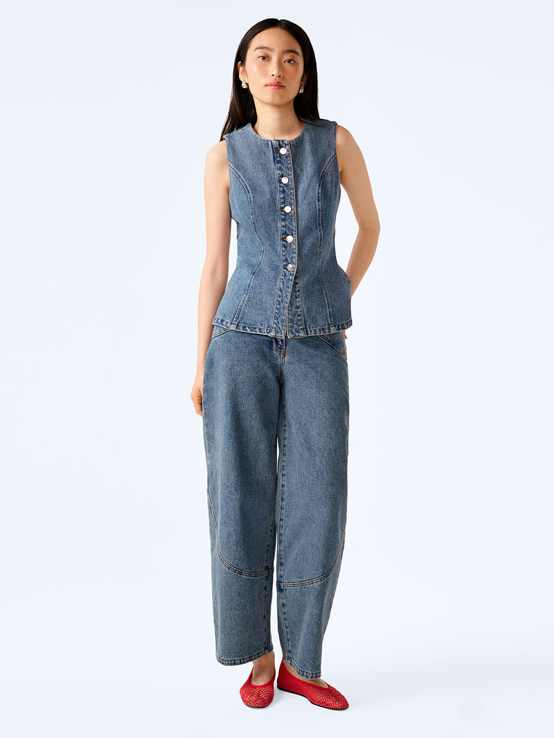 Inez Waistcoat in Light Wash