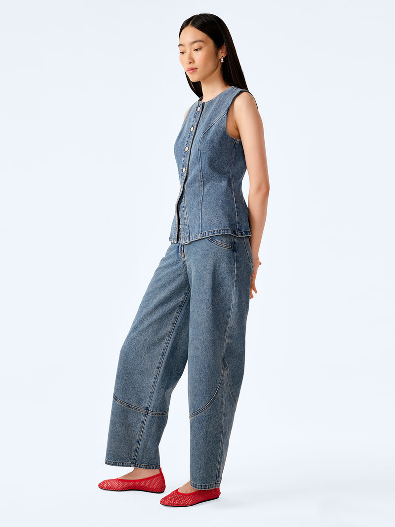 Inez Waistcoat in Light Wash