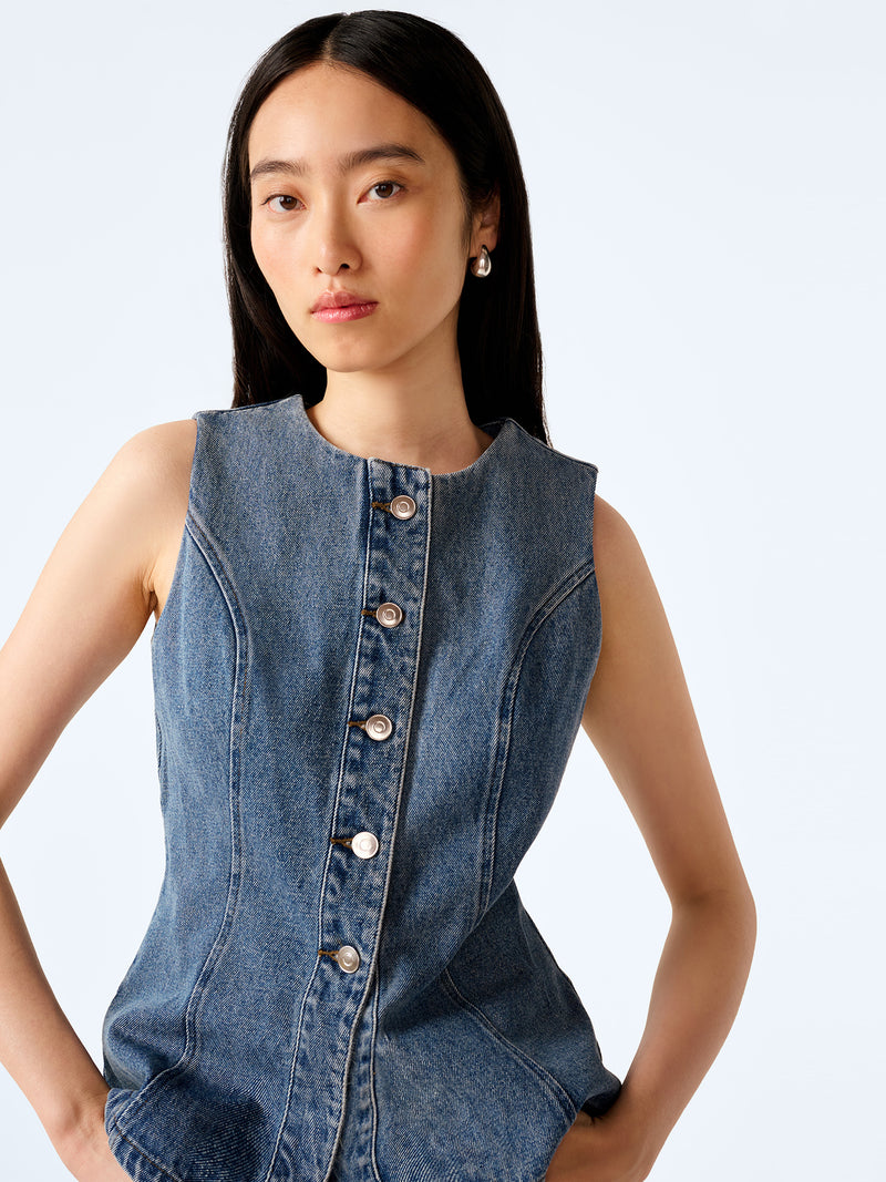 Inez Waistcoat in Light Wash