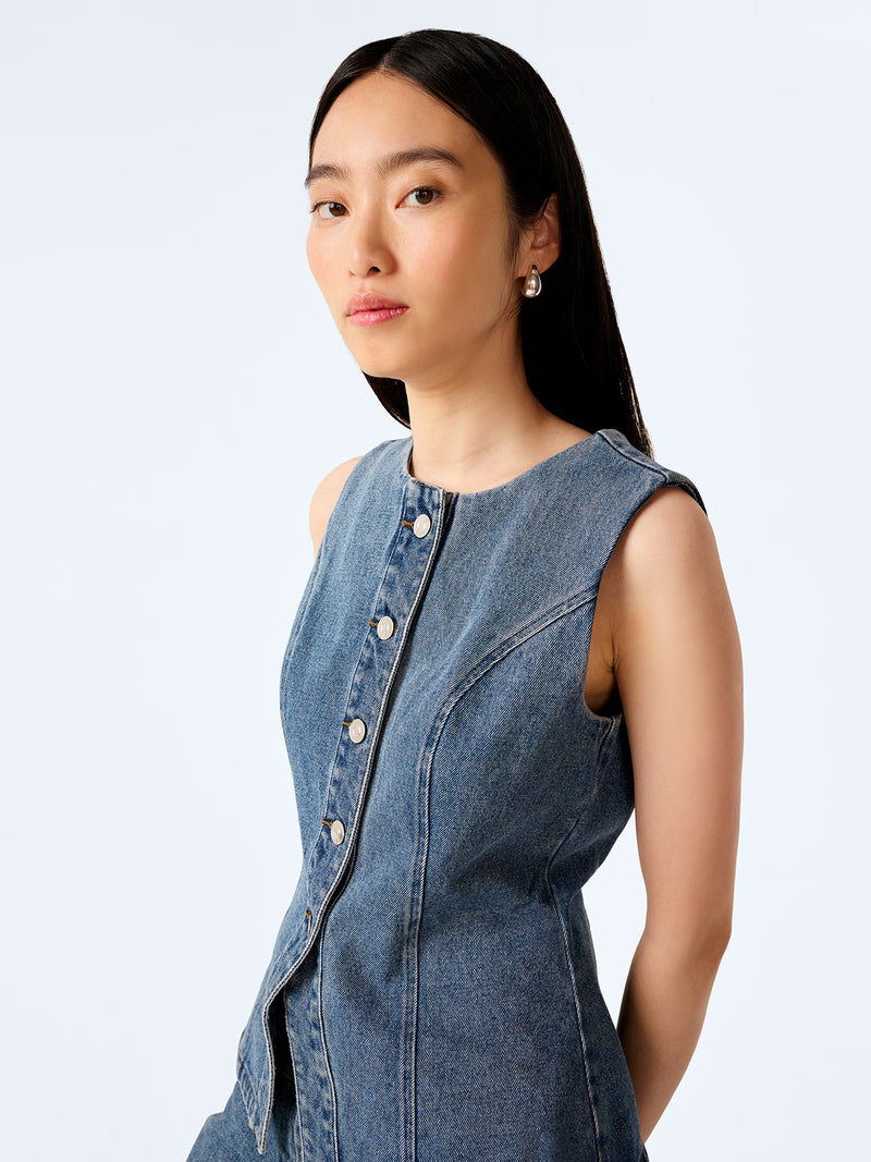 Inez Waistcoat in Light Wash
