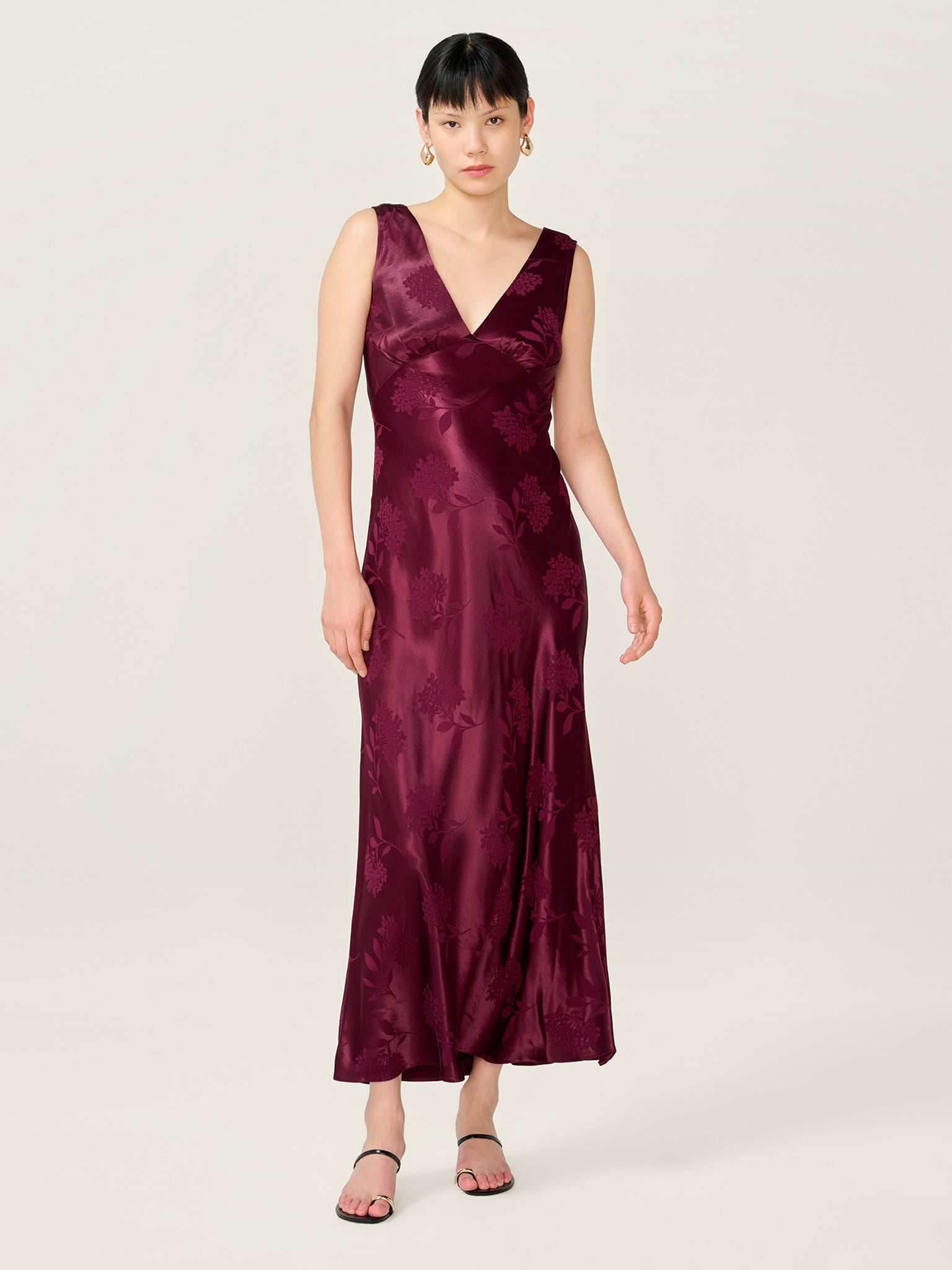 Iris Jacquard Dress in Deep Wine