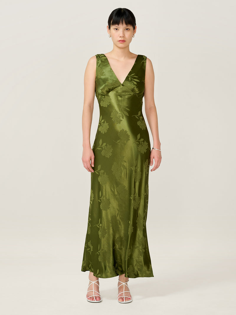 Iris Jacquard Dress in Pear Green