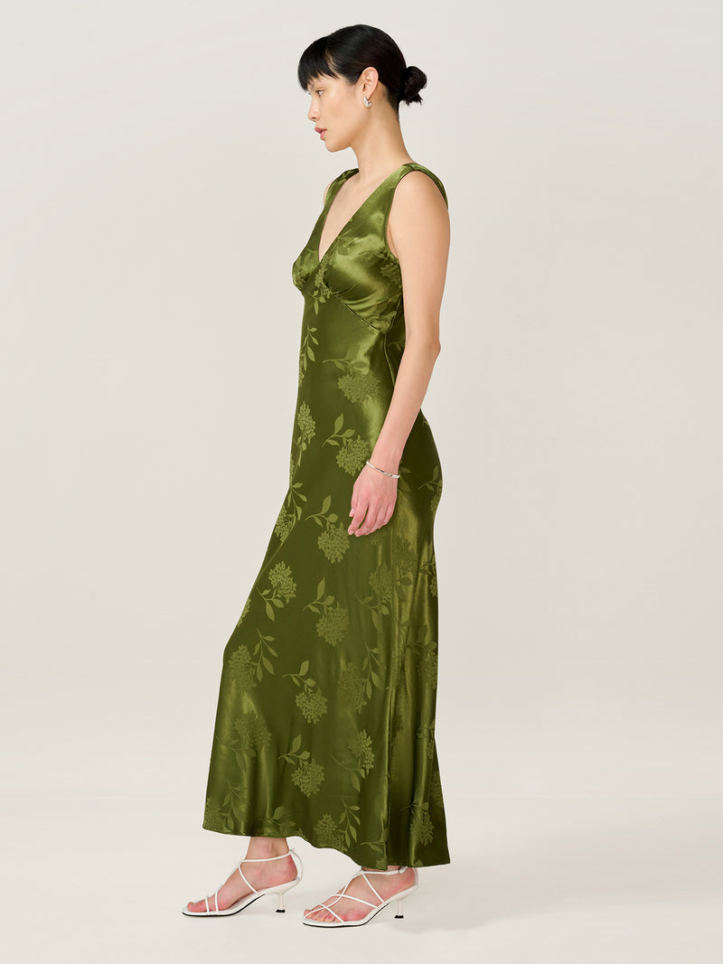 Iris Jacquard Dress in Pear Green