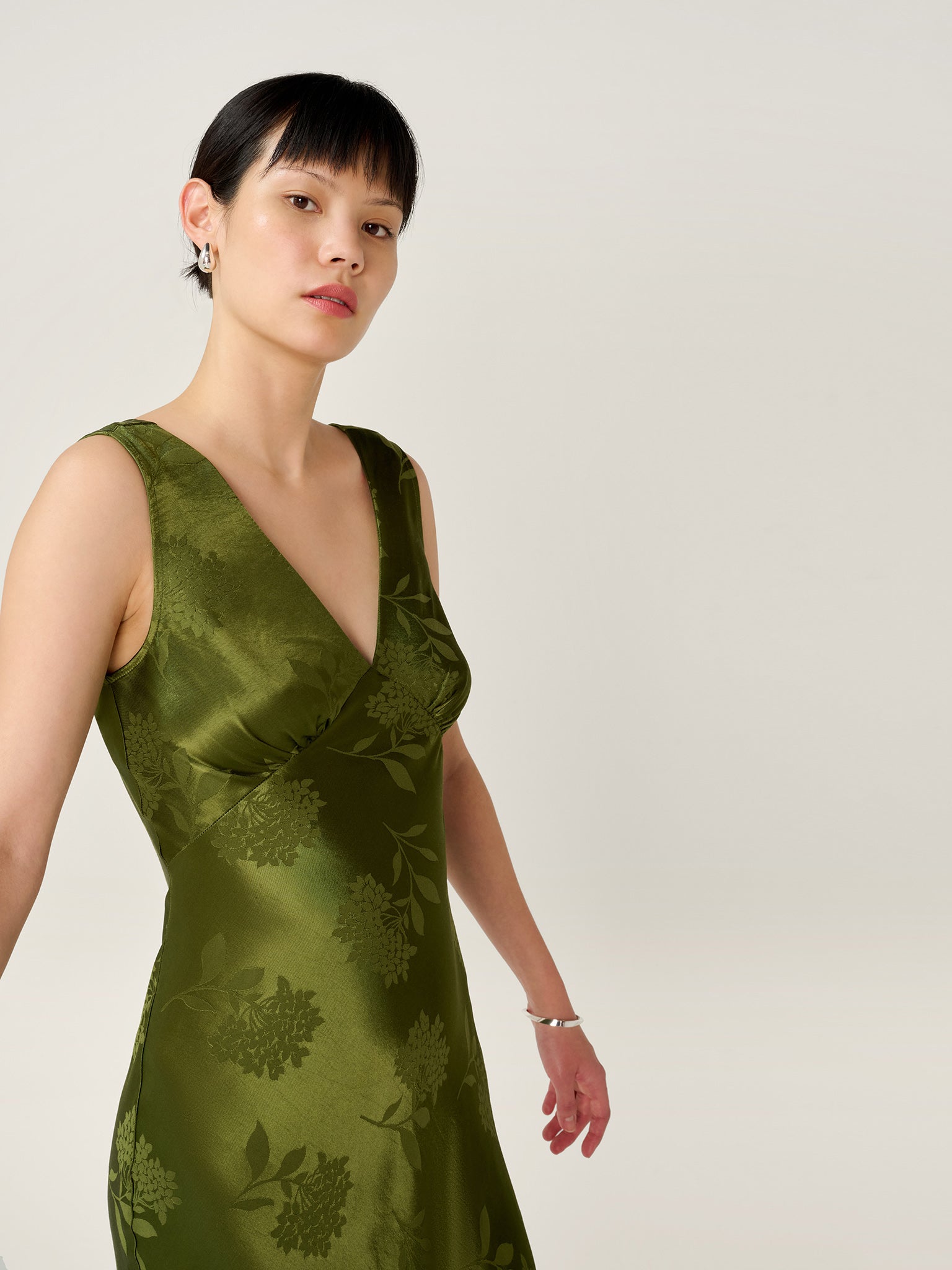 Iris Jacquard Dress in Pear Green OMNES Iris Jacquard Dress in Pear Green OMNES