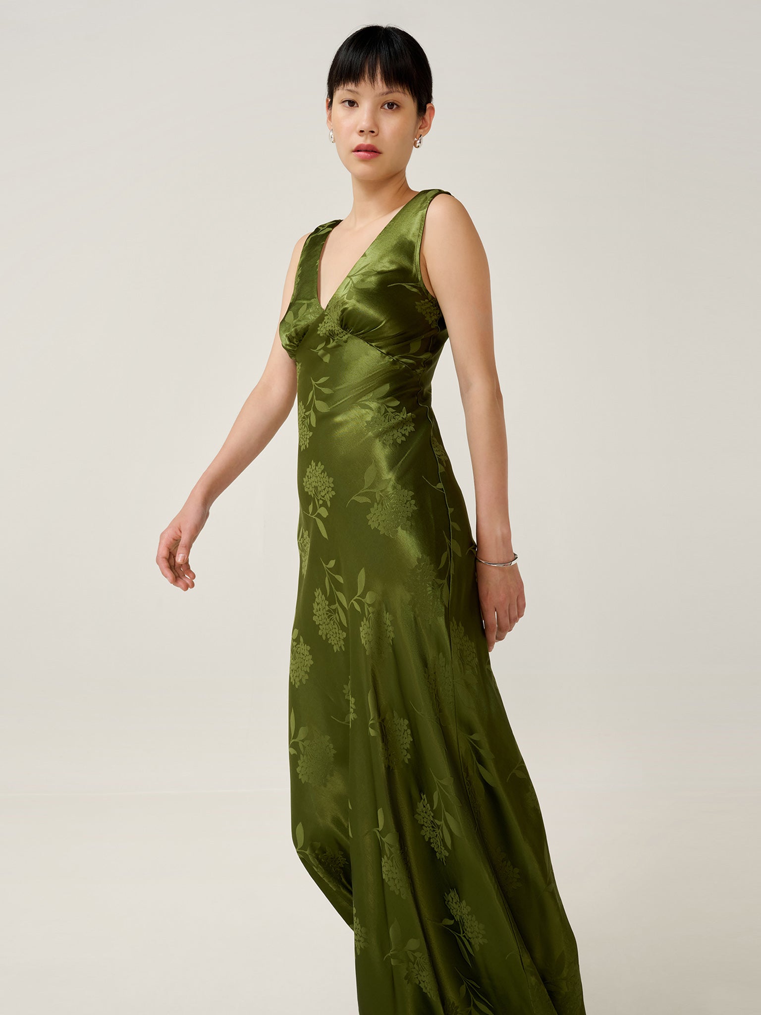 Iris Jacquard Dress in Pear Green OMNES Iris Jacquard Dress in Pear Green OMNES