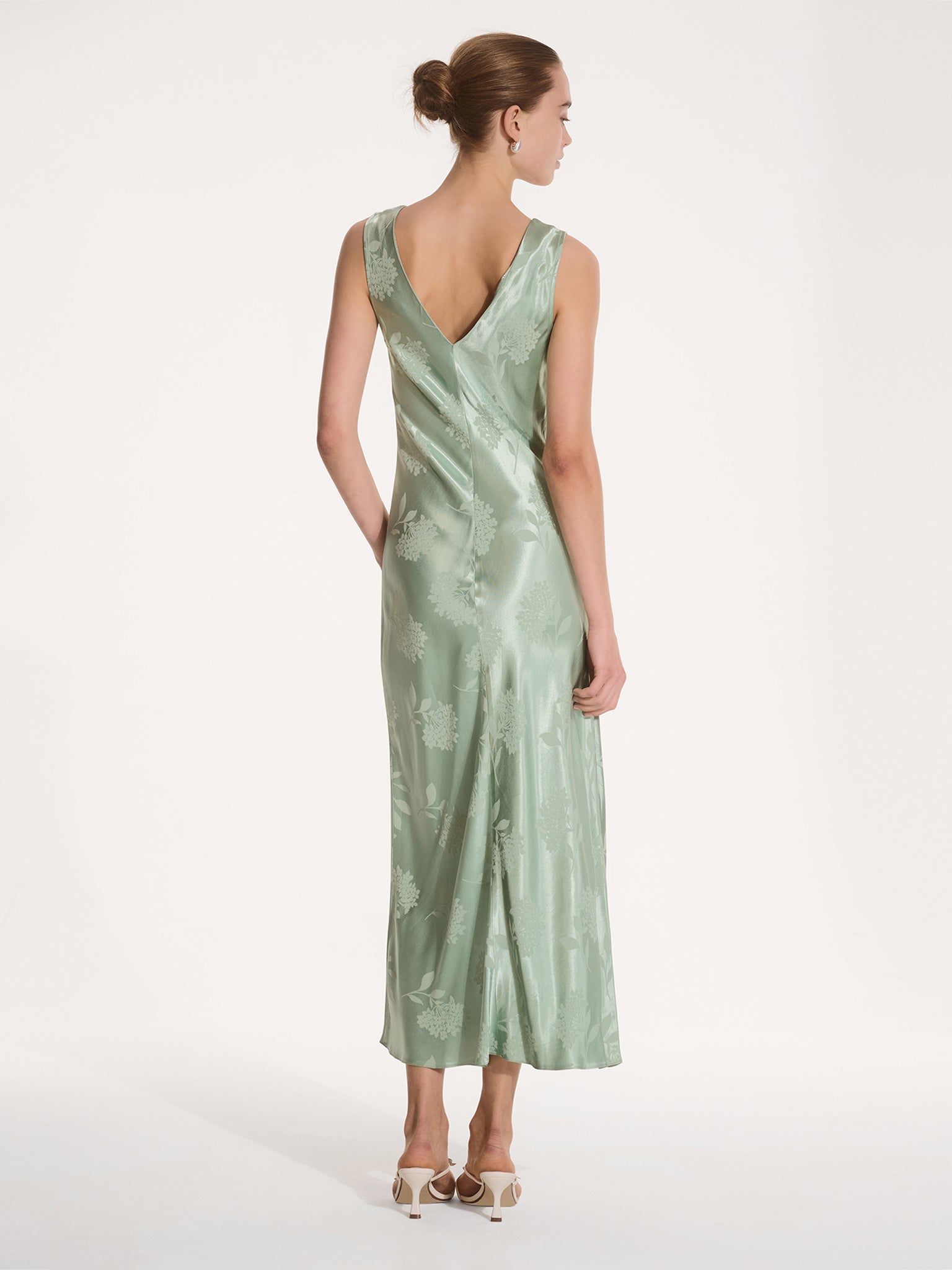 Iris Jacquard Dress in Sage | OMNES | Ethical & Affordable