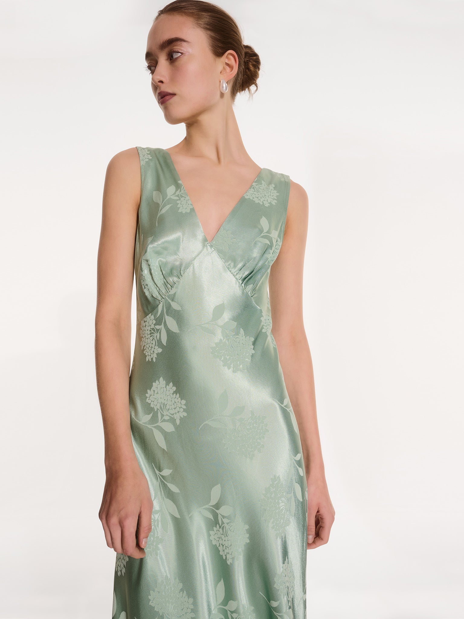 Iris Jacquard Dress in Sage | OMNES | Ethical & Affordable Clothing | Shop Women's Dresses Iris Jacquard Dress in Sage | OMNES | Ethical & Affordable Clothing | Shop Women's Dresses