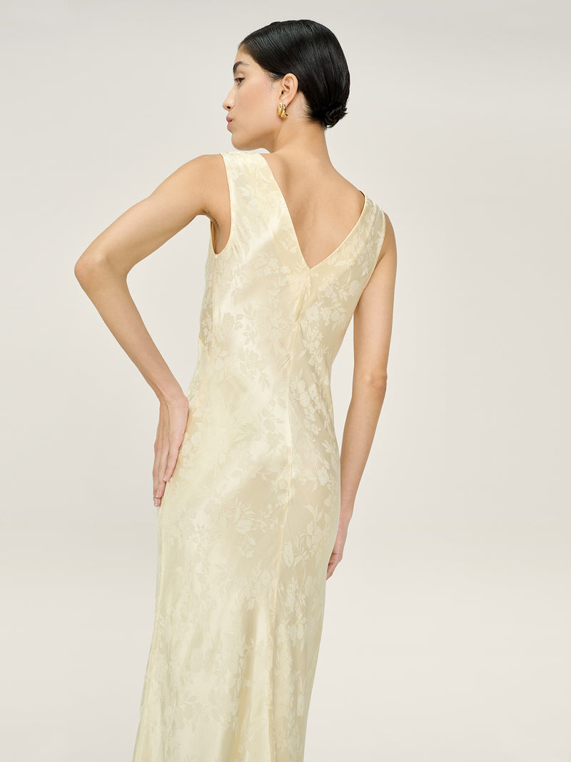 Iris Jacquard Dress in Double Cream