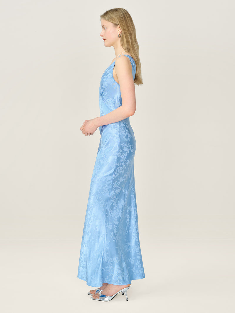 Iris Jacquard Dress in Vista Blue