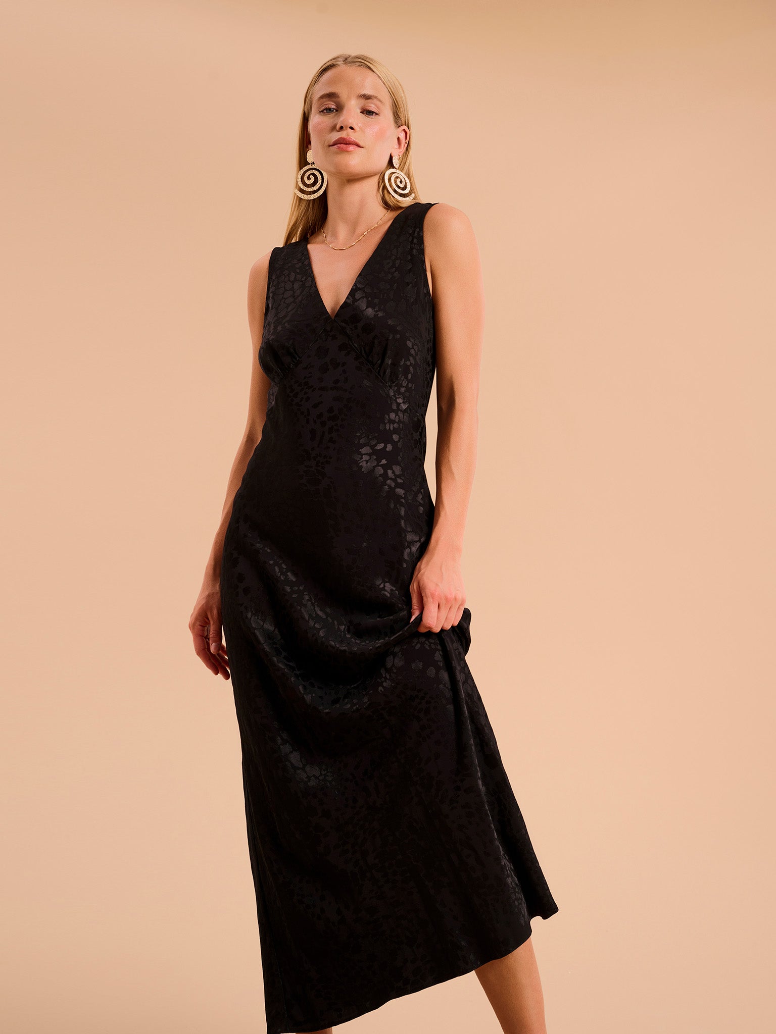 Iris Midi Jacquard Dress in Black | OMNES | Ethical & Affordable Clothing | Shop Women's Dresses Iris Midi Jacquard Dress in Black | OMNES | Ethical & Affordable Clothing | Shop Women's Dresses