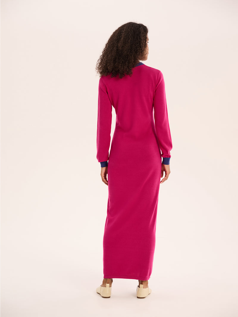Janelle Colour Block Dress in Magenta
