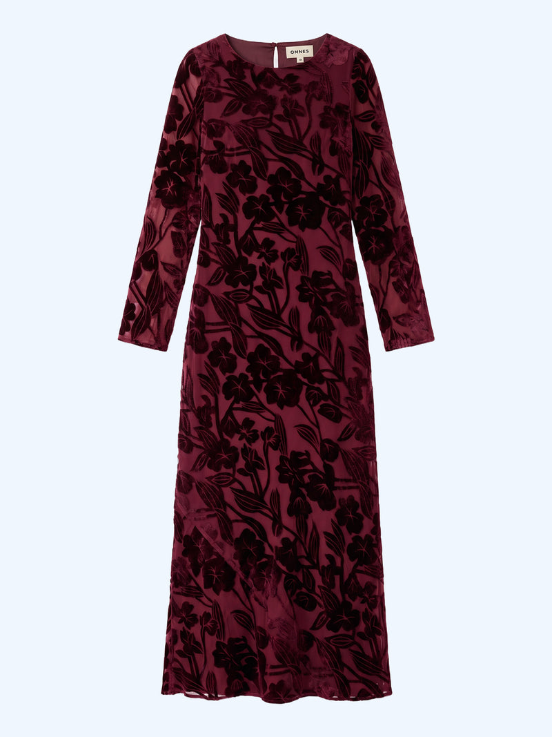 Juniper Dress in Deep Wine Devore