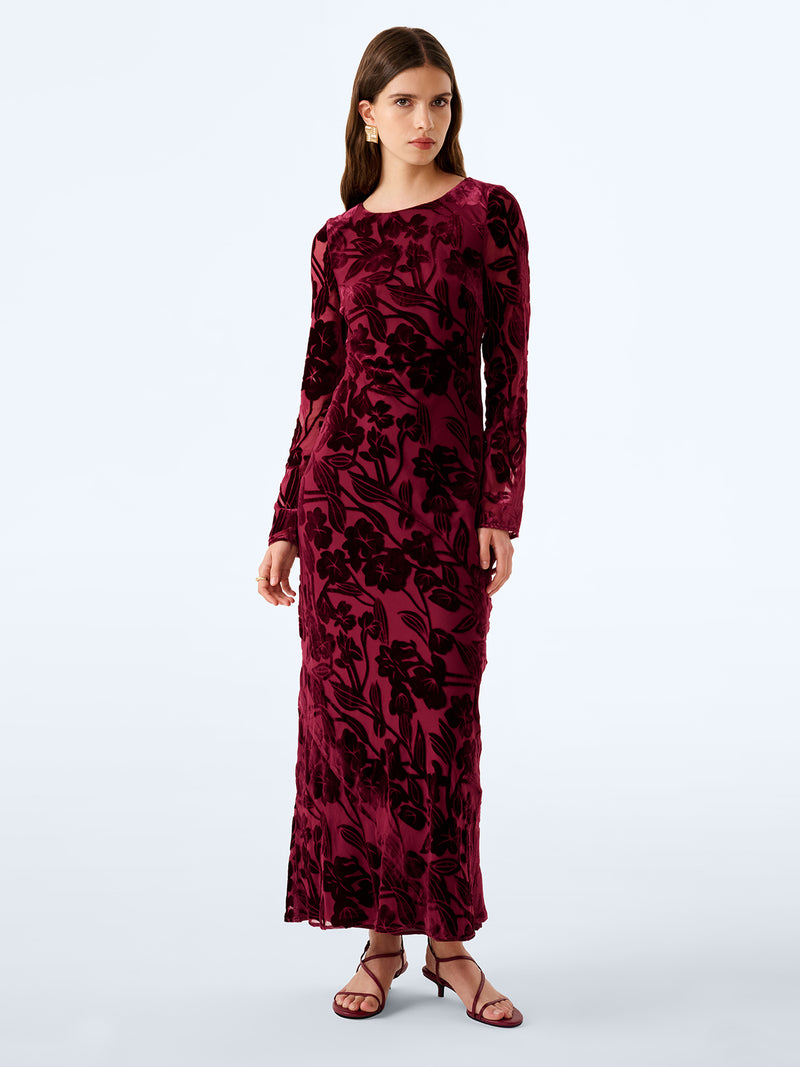 Juniper Dress in Deep Wine Devore