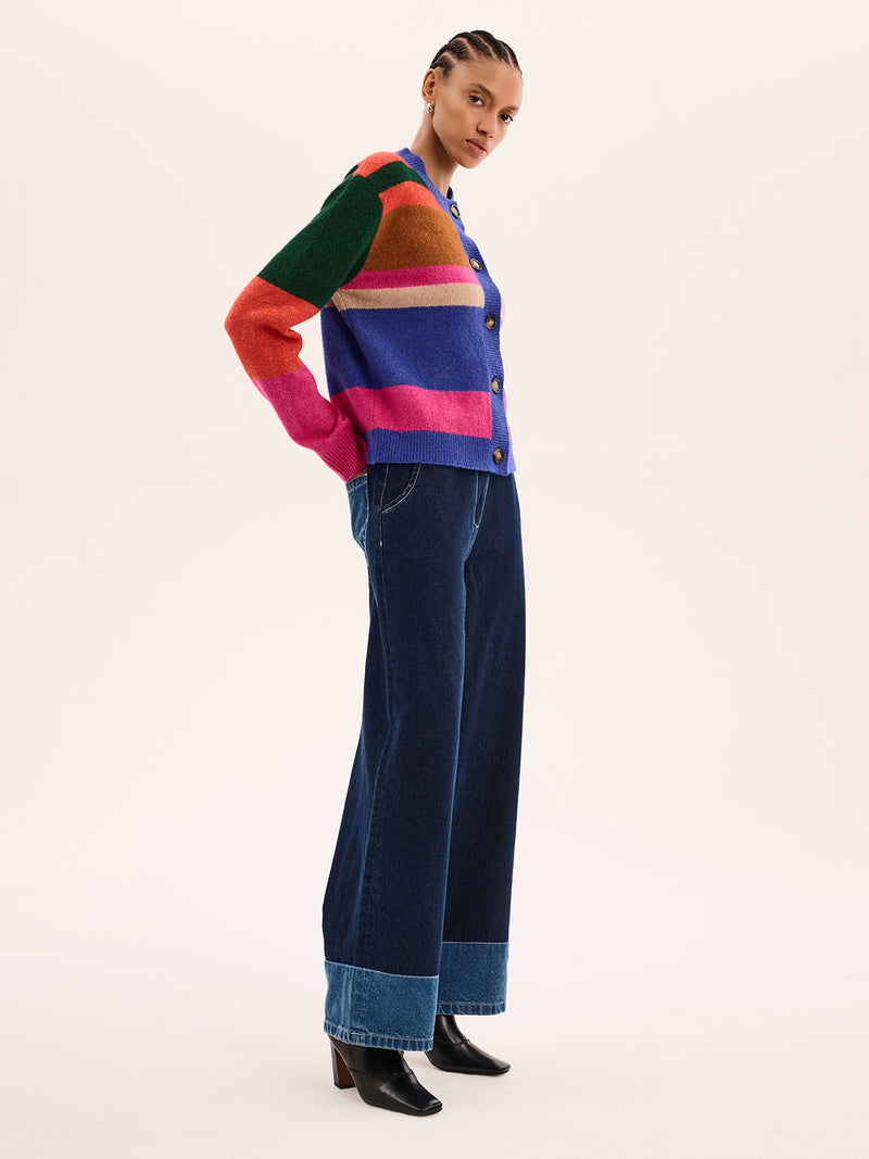 Kamaria Striped Cardigan in Multi
