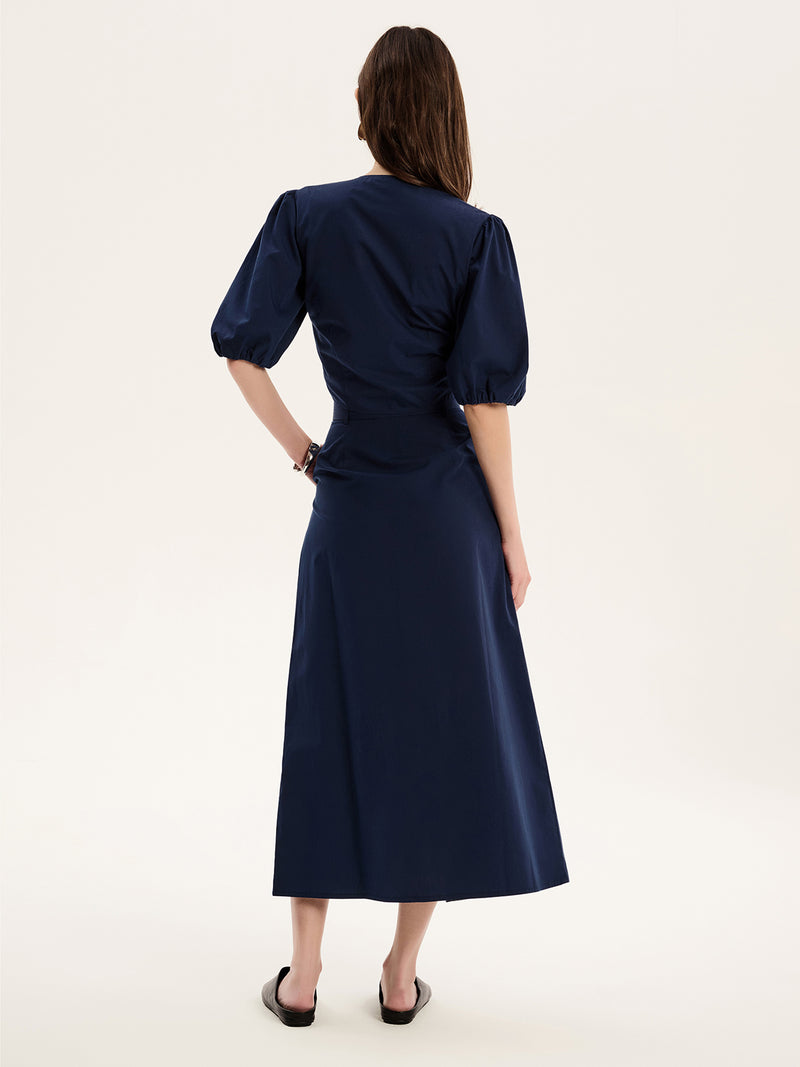 Olive A Line Midi Skirt in Navy