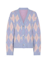 Load image into Gallery viewer, Kayla Argyle Knit Cardigan in Peach and Blue