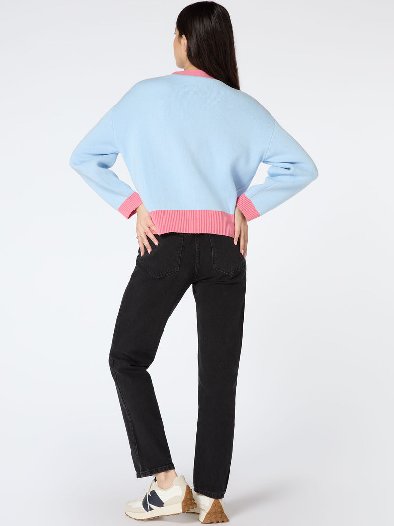 Kayla Knit Cardigan in Blue and Pink