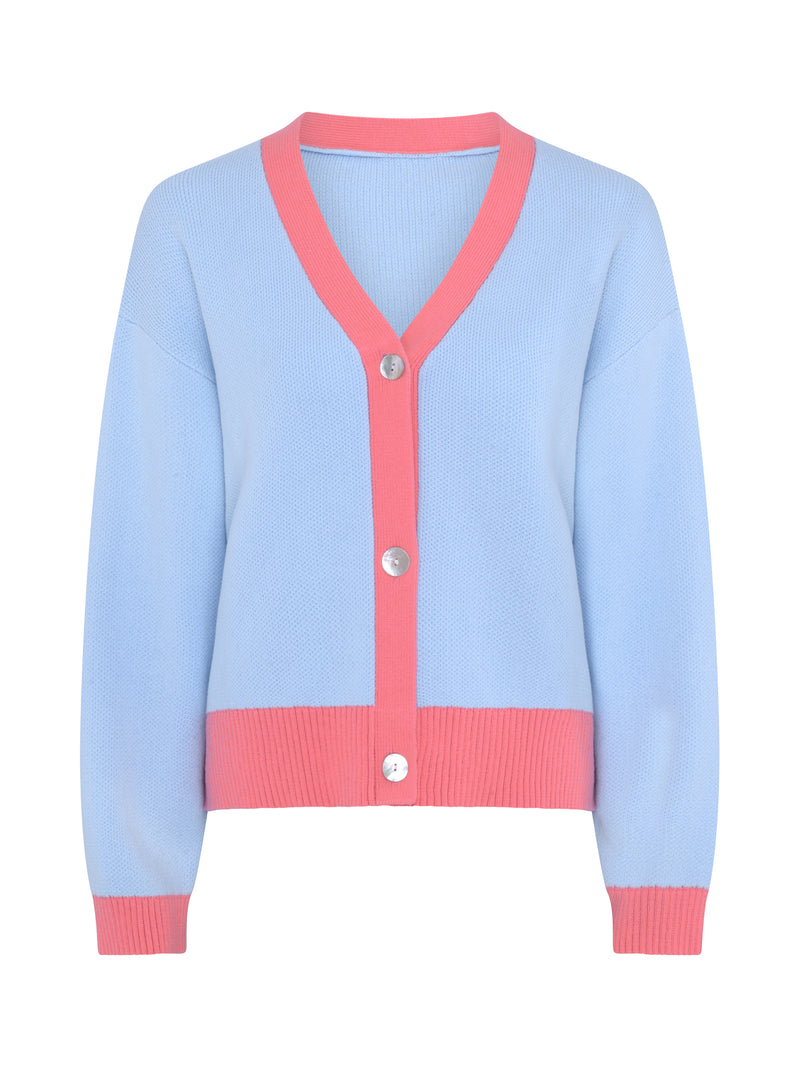 Kayla Knit Cardigan in Blue and Pink