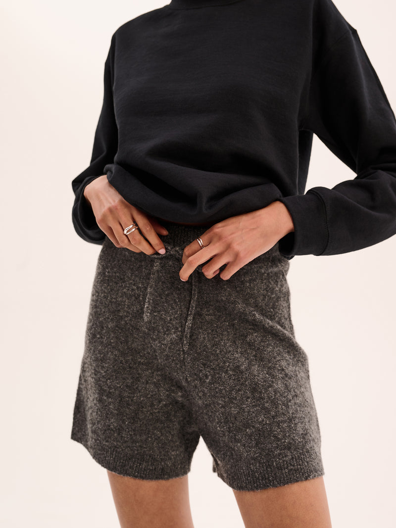 Kayleigh Knit Shorts in Grey Marl