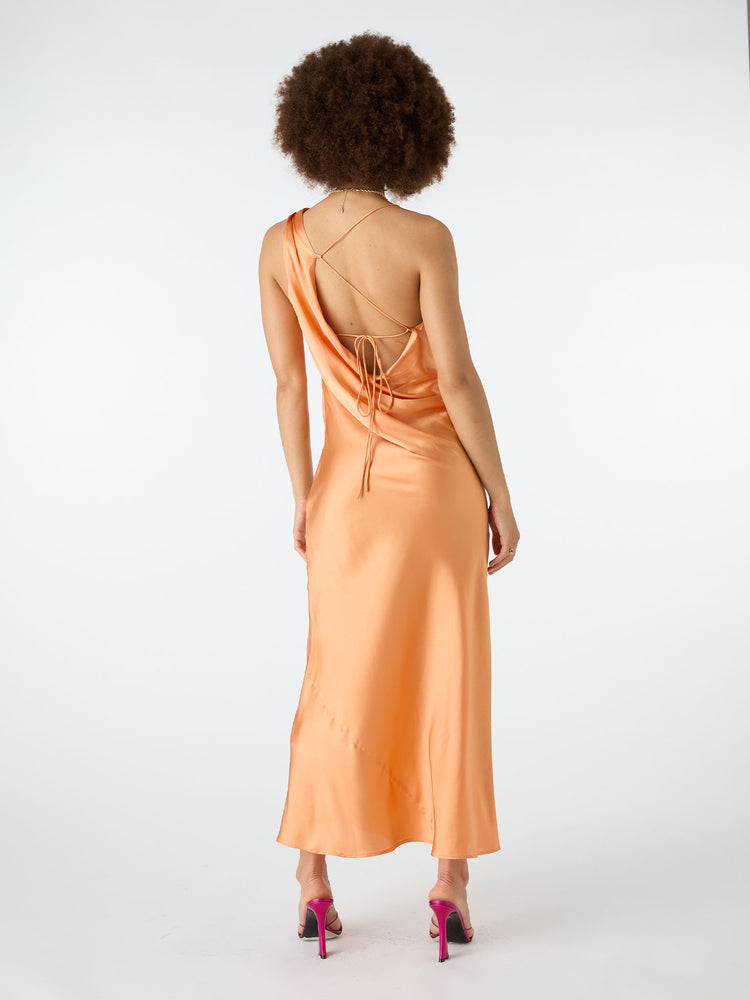 Lana Asymmetric Maxi Dress in Apricot