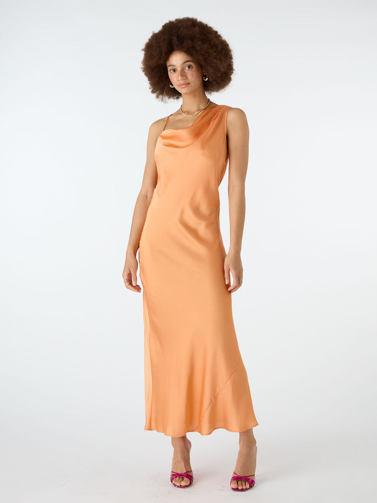 Lana Asymmetric Maxi Dress in Apricot