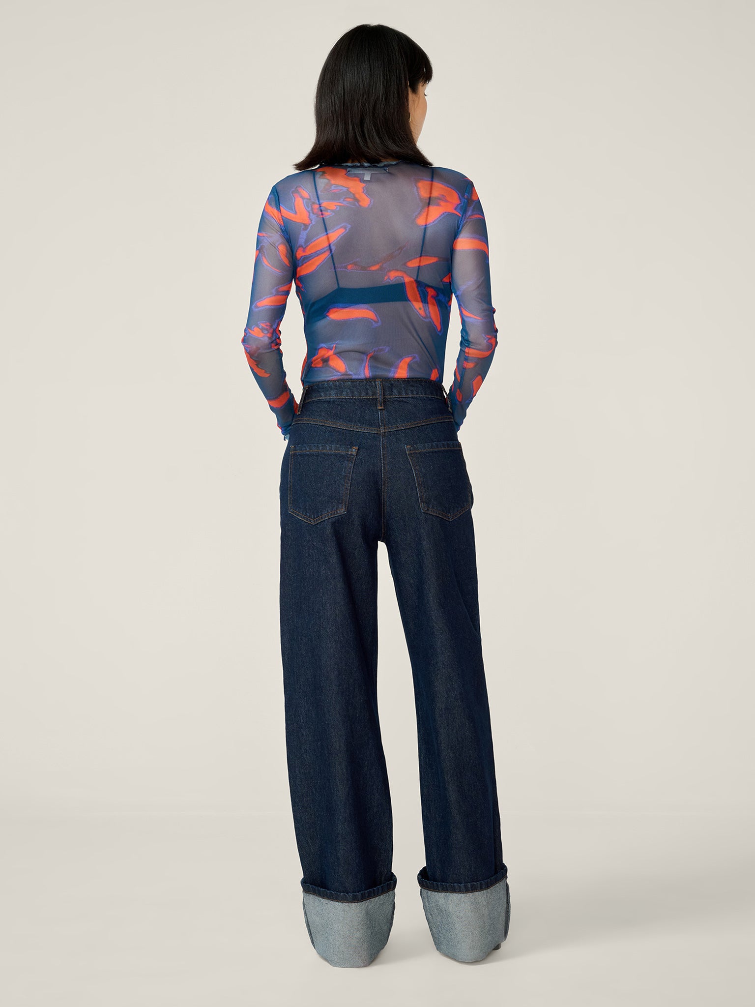 Lorrie Mesh Top in Falling Leaf Print