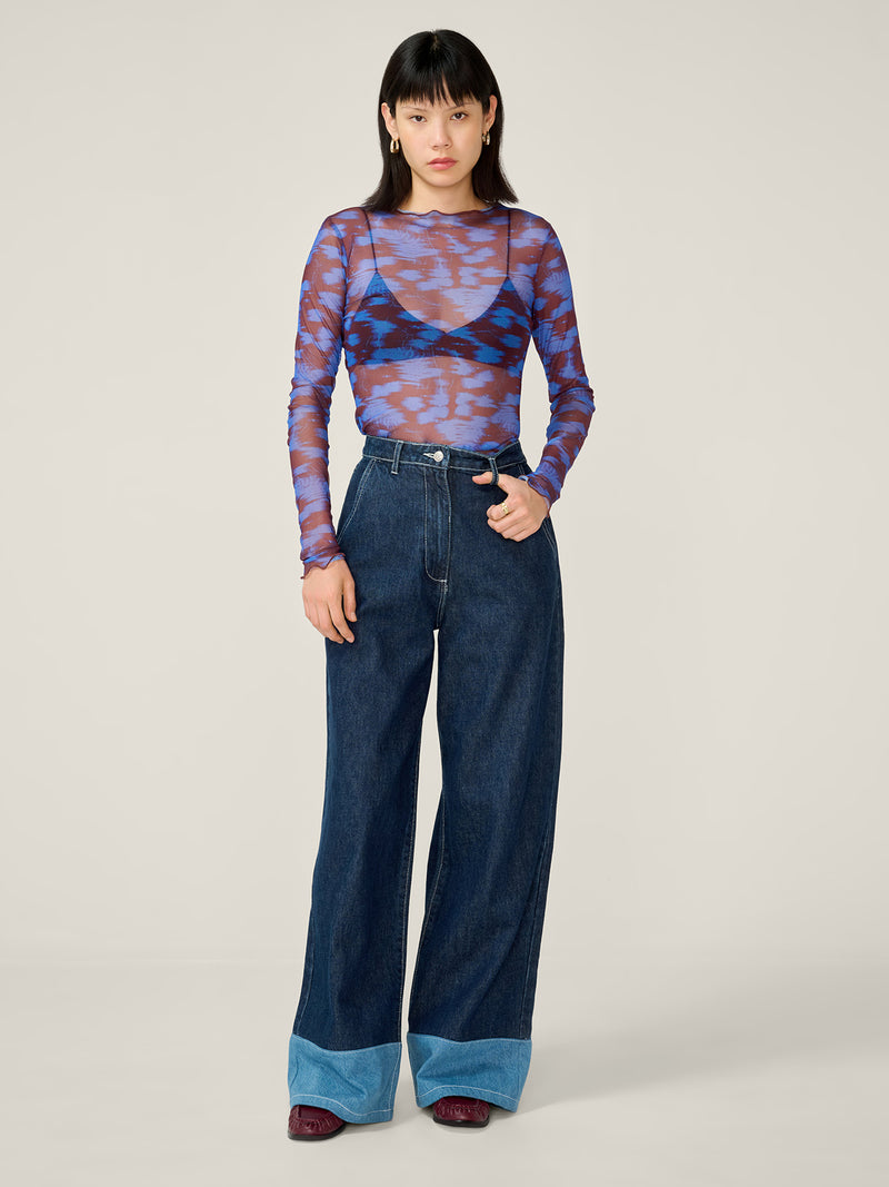 Lorrie Mesh Top in Wild Fern Print