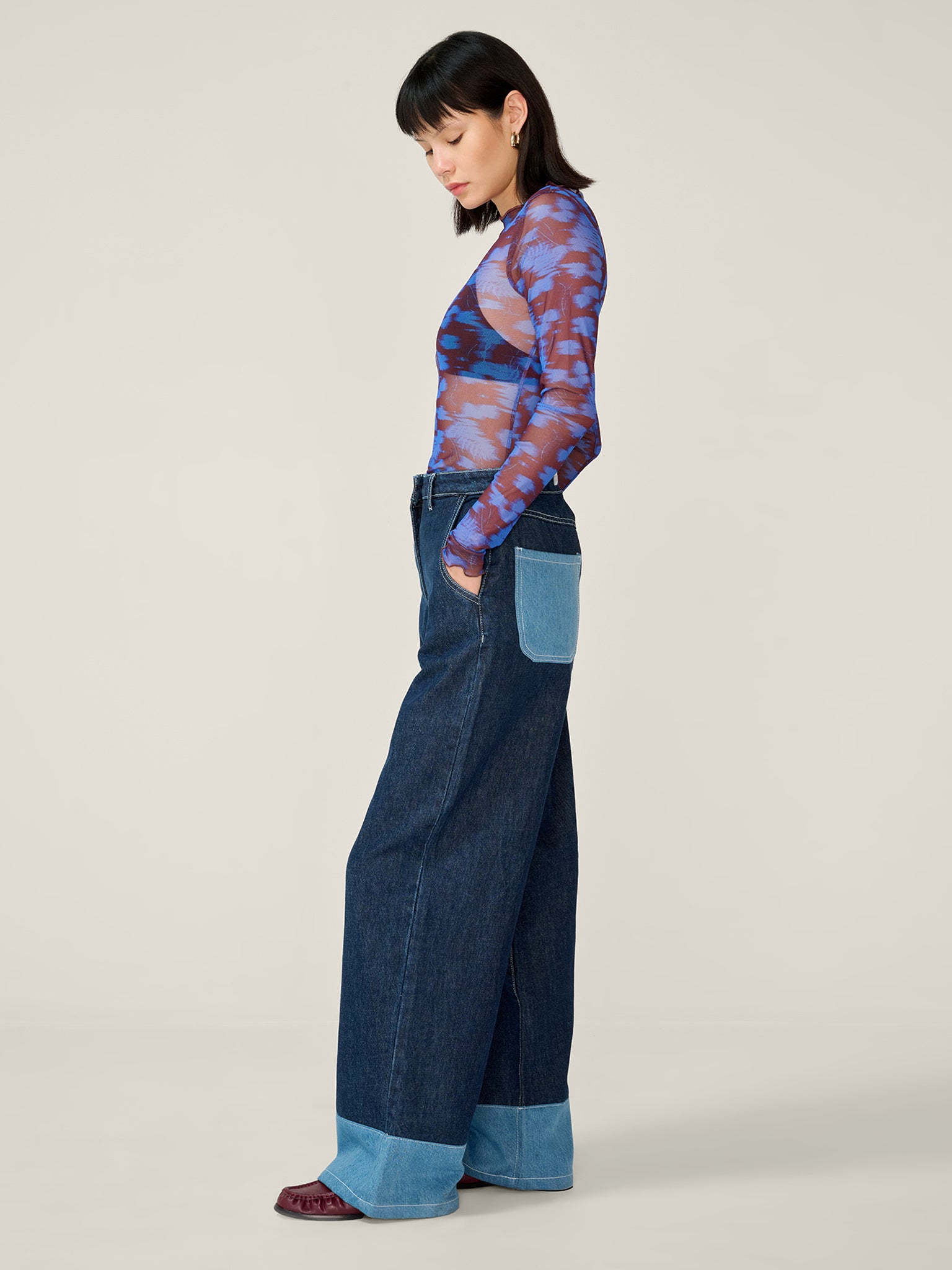 Lorrie Mesh Top in Wild Fern Print