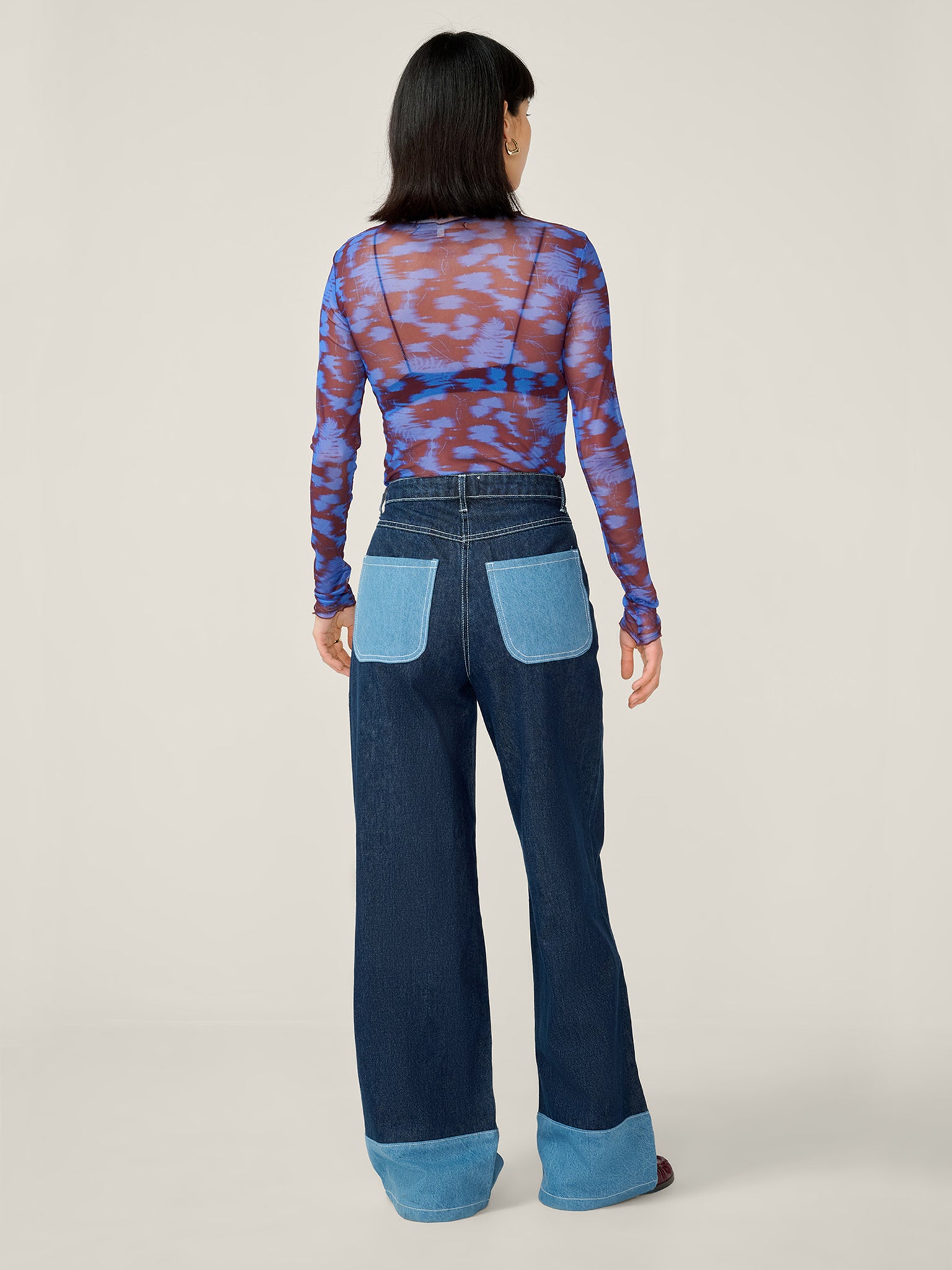 Lorrie Mesh Top in Wild Fern Print