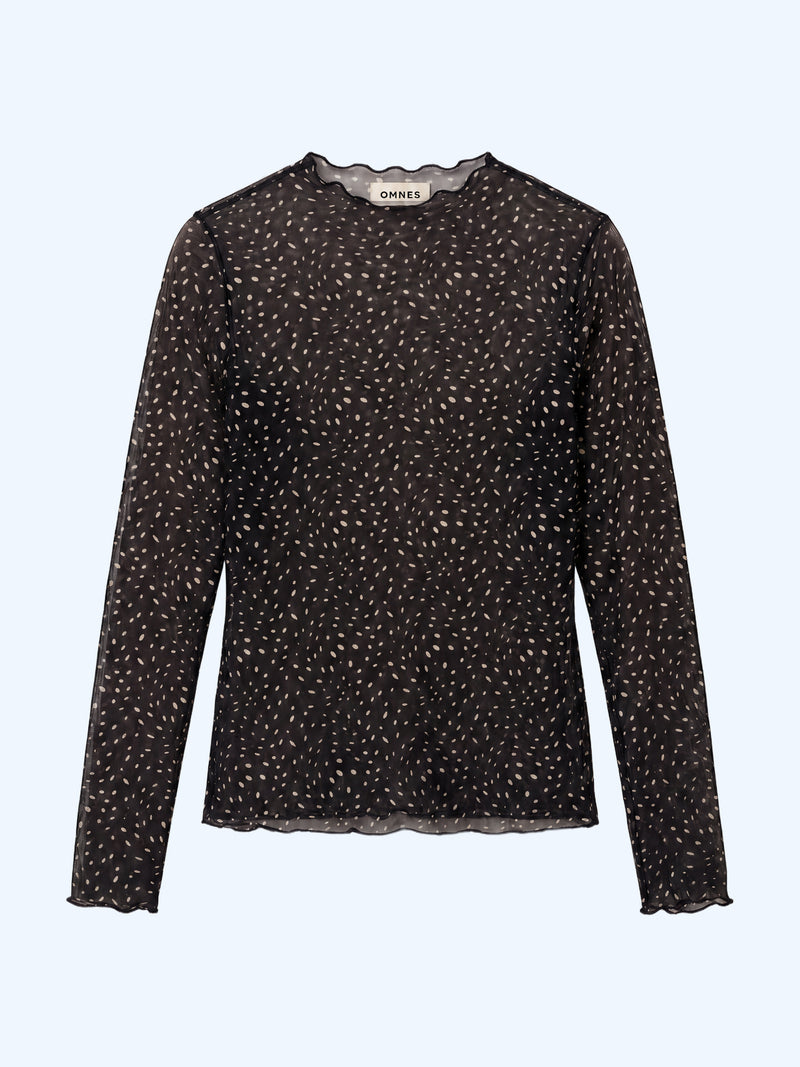 Lorrie Powermesh Top in Black Dalmation