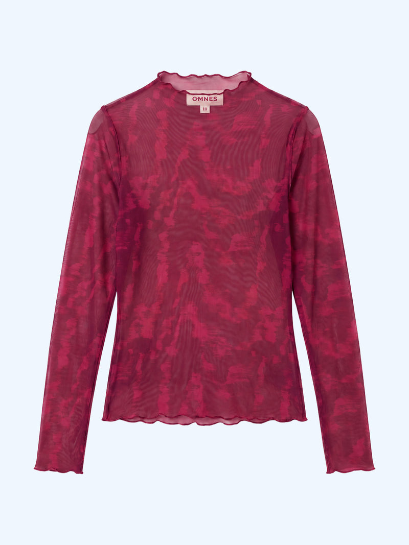 Lorrie Powermesh Top in Magenta Moire
