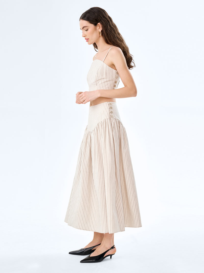Lucille Skirt in Cream and Black Stripe