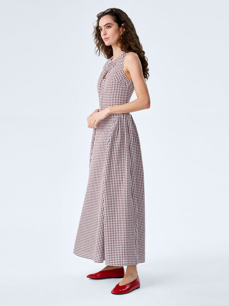 Margate Dress in Chocolate and Cream Gingham